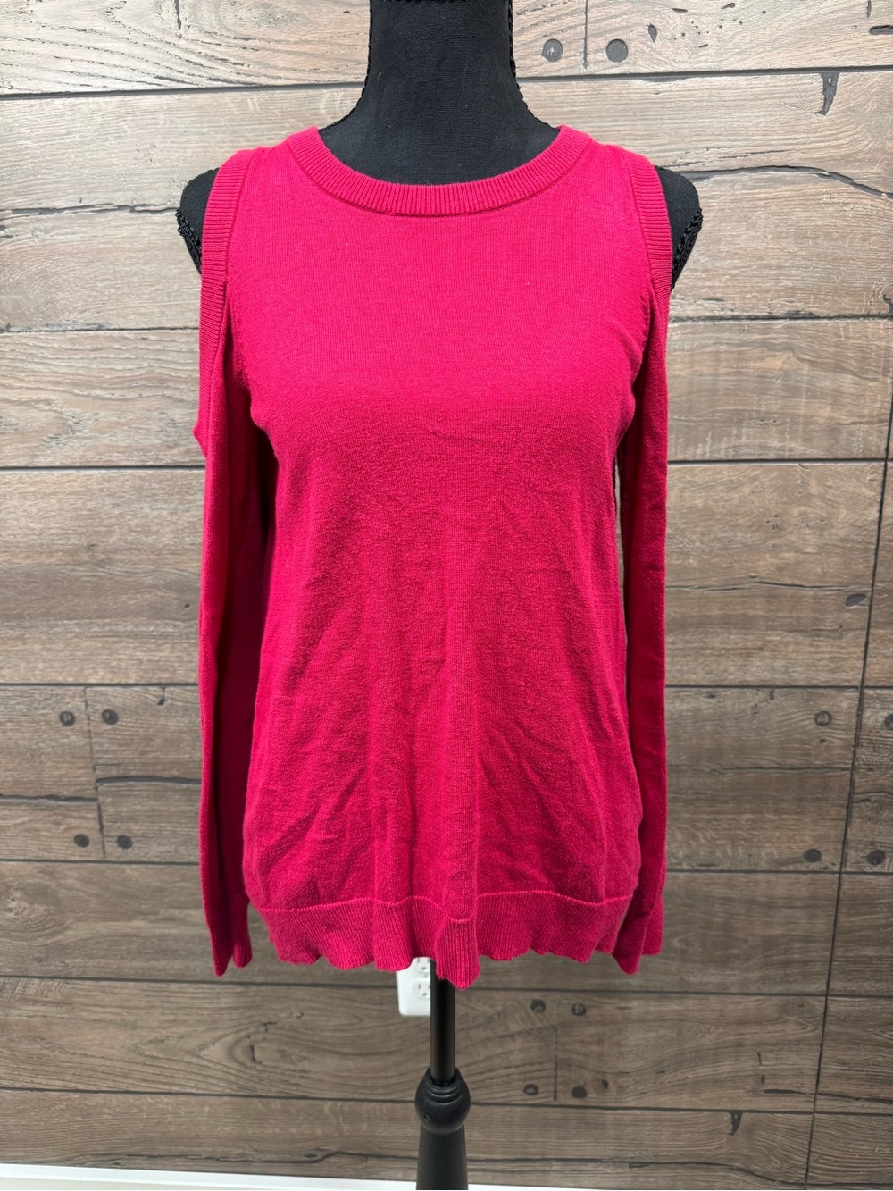 Michael Kors Hot Pink Cold-Shoulder Knit Sweater